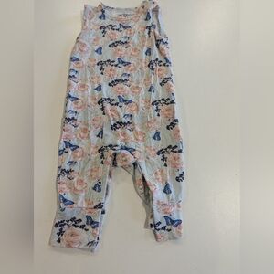 Lev Baby 12-18 Months Romper Floral Flower Print Butterfly Bamboo Sleeveless EUC